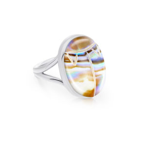 Rita et Zia Bague Petit Scarabée Argent Abalone